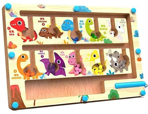 IKOPFLN 1 Stück Magnetspiel Labyrinth, Mont essori Spielzeug ab 3 4Jahre, Adventskalender Motorikspielzeug Holzspielzeug Zahlen und Farben Lernspiele Sortierspiel, Weihnachts Geschenke für Kinder