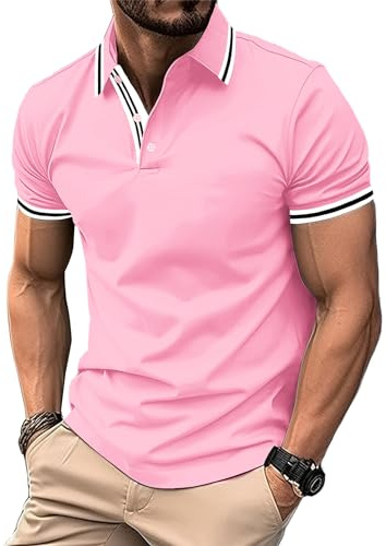 geeksport Men's Polo Shirt Short Sleeve Golf Polo Outdoor Breathable Tops for Mens Sports T-Shirt Work Tee