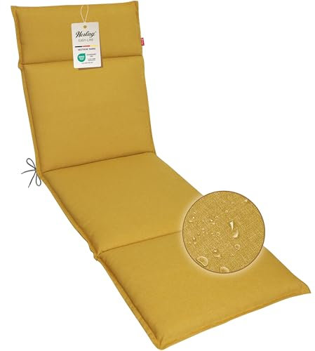 Herlag Gartenstuhlauflage Bea Liege 190x60x4,5cm | Wasserabweisende Gartenmöbelauflage mit Fleckschutz Stärke 4,5cm | Polster für Sonnenliege | Easy-Line | Öko Tex 100 | Senfgelb
