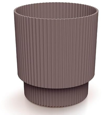DomoDomo Blumentopf & Übertopf Marsala Geriffelt mit Fuß 13,8x12,8 cm – Dekorativer Pflanztopf Milly Round