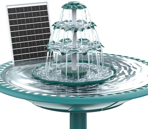 AISITIN 3 Tiered Birdbath Solar Fountain, 6.5W Solar Water Fountain with 1200mAh Battery, DIY Solar Powered Fountain Water Feature, Detachable for Birdbath, Garden Decoration, Outdoor Bird Feeder