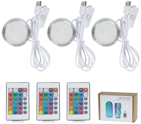 LED Lampen-Set 001 für Bambu Lab,Fernbedienung RGB LED Licht Kit für 3D-Drucker Lampen, LED Lampe kompatibel mit Bambulab A1 mini/P1P/X1C, 5V USB LED-Beleuchtungsset für Makerworld 3D-Druck (3 Stück)