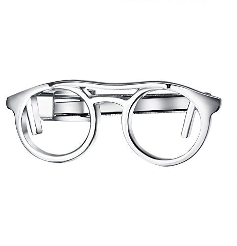 RunootPR Krawattennadel Silber Gläser Krawattenklammer Personalisiert für Herren Hochzeit Geschäft Parteien Herrenschmuck mit Geschenkbox