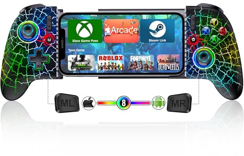 Mocagen Phone Controllers for iPhone/Android with Programmable/Hall Effect Joysticks & Triggers/Dynamic Light/Turbo Handheld Gaming