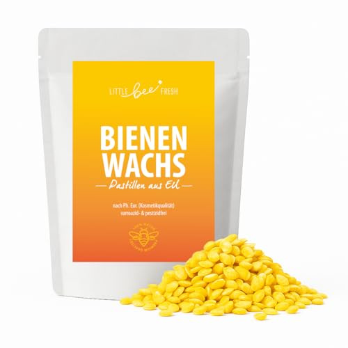 little bee fresh Bienenwachs Pastillen – Wachs aus Europa in Kosmetikqualität nach Ph. Eur. | 100% naturrein, rückstandsfrei & pestizidfrei | Ideal für DIY Kosmetik, Kerzen & Bienenwachstücher (200g)