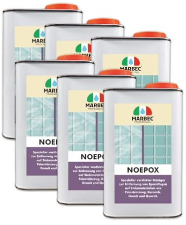 MARBEC NOEPOX 1LTX6Stck Verdichteter Reiniger speziell zum Entfernen von Rückständen und Flecken von Epoxidharzen auf Steinzeug, Keramik, Granit und Quarzit.