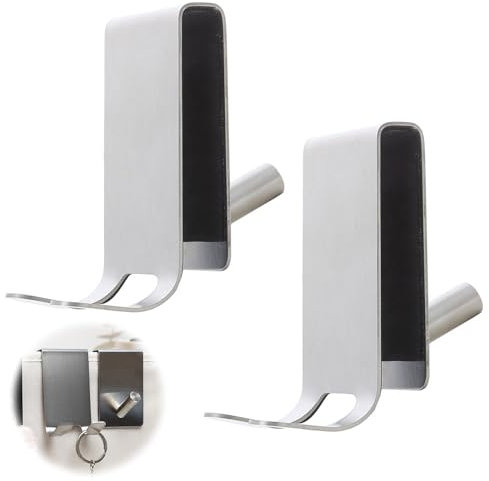 Fine jade2 Handtuchhalter Dusche Glaswand Doppelseitige Duschhaken für Glaswand mit EVA Pad für Duschkabine, Badezimmer 6–11 mm Dicke Rahmenlose Glastür (Edelstahl Gebürstet)