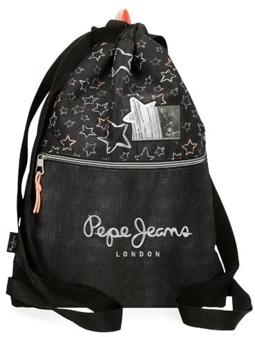 Pepe Jeans Cintia Mochila Saco Negro 35x46 cms Poliéster by Joumma Bags