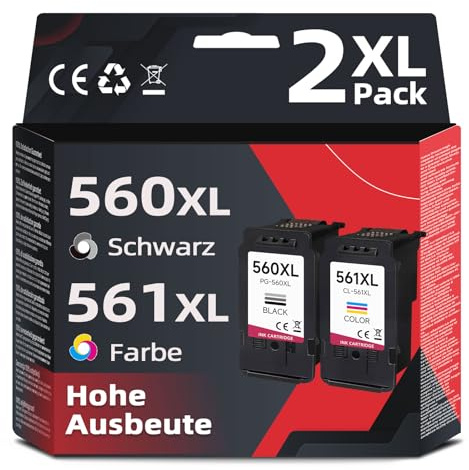 Skyink 560XL 561XL Tintenpatrone Ersatz für Canon Druckerpatronen 560 561 | Kompatibel für PG560 CL561 Patrone für TS5350 TS5350i TS5350a TS5351 TS5352 TS5353 TS7450 TS7450i TS7451 Schwarz Farbe 2-Pack