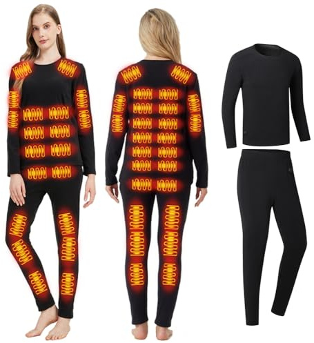 Ensemble de sous-vêtements Thermiques Chauffants pour Homme et Femme Chargement USB 42 Zones Intelligent, pour l'hiver et Le Froid & S/4XL