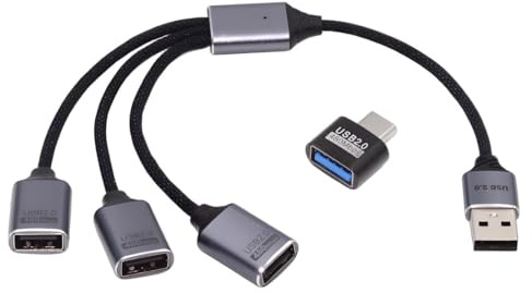 chenyang 3 in 1 USB 2.0 Splitterkabel, USB A 1 auf 3 HUB Kabel unterstützt Strom/Daten/OTG kompatibles Telefon,Tablet,Laptop 0,85 Fuß/26 cm