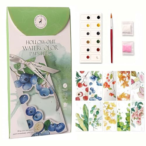 CICISTORY Malbuch mit Wasserfarben, Aquarell Arbeitsbuch Set mit Pinseln, 12 Farben & Tragbarem Design Malbuch für Zuhause Schule Reisen & Anfänger Aquarellmalerei, Geschenke für Mädchen