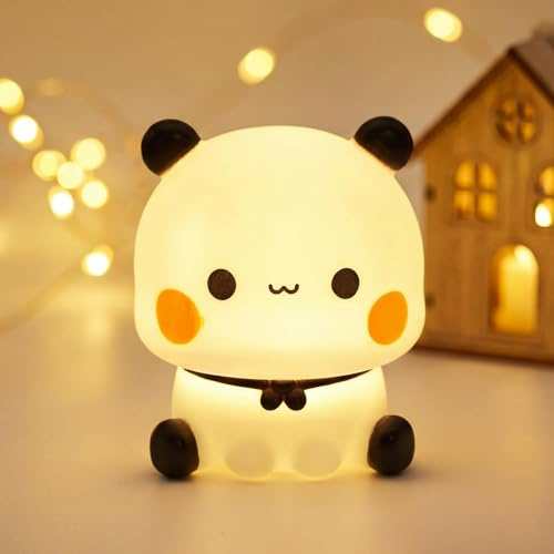 TaimeiMao BUBU DUDU Süßes Panda Nachtlicht – 3-Stufen Dimmbar & Wiederaufladbar, LED Silikon Touch-Lampe – Weiches LED Licht, Tragbare Schlafzimmerlampe, Tragbar Geschenk für Mädchen/Jungen