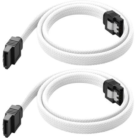 ELFJMZP Cable de datos trenzado SATA 3.0, 6 Gb/s, cable SATA de alta velocidad, color blanco, 50 cm, trenzado resistente a la abrasión, cable de conexión interno para unidad óptica SSD de escritorio