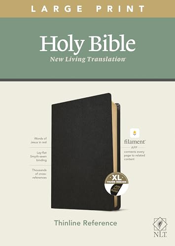NLT Large Print Thinline Reference Bible, Filament Enabled Edition (Red Letter, Genuine Leather, Black, Indexed): New Living Translation, Thinline ... Enabled Edition Red Letter, Genuine Leather