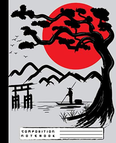 COMPOSITION NOTEBOOK: Japanese Art Ruled Lined Notebook with Sushi, Bonsai, Ramen, Origami and Koi Fish for Girls and Boys, Pretty Paper Notebook for Writing Notes, School or College
