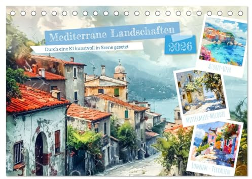 Mediterrane Landschaften (Tischkalender 2026 DIN A5 quer), CALVENDO Monatskalender: Erkunden Sie die idyllischen Olivenhaine, die sanften Hügel und ... die diese Regionen prägen. (CALVENDO Orte)