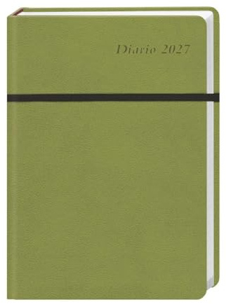 Diario Wochen-Kalenderbuch A6, grün 2027: Grüner Terminplaner 2027. Buch-Kalender mit Lesebändchen und Gummiband. Taschenkalender zum Planen von Terminen.