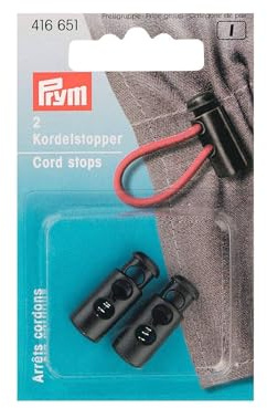 Prym 416651 Cord Stops 2 holes plastic black