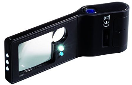 Taschenlupe 6 in 1, inkl. LED-Mikroskop (+50-Fach), mit Beleuchtung