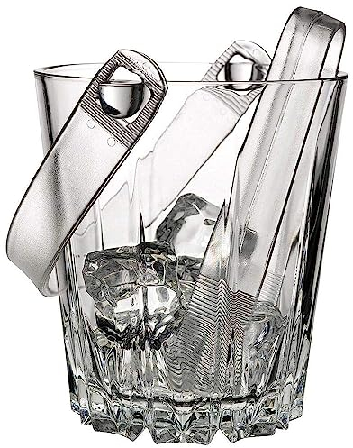 Pasabahce Karat Glass Ice Bucket Wine Beer Champagne Cooler with Plastic Tongs