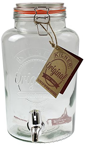 Kilner 2Pc 5L Juice Cocktail Drinks Ice Cold Beverage Dispenser Glass Container
