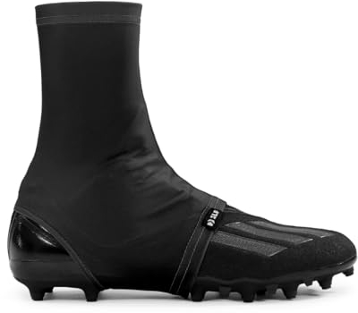 SLEEFS Solid Football Spats Cleat Covers - Compression Cleat Covers for Football Drip, Turf Protection & Style (Black, S/M)