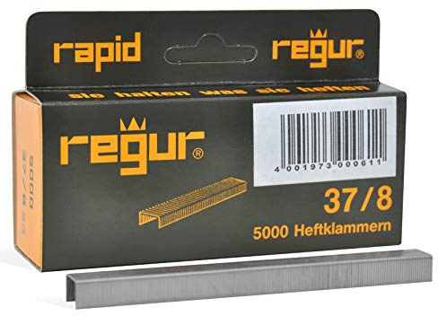 REGUR Typ 37 V2A Feindraht-Klammern - 5.000 Stück in der Länge 37/8 mm – Edelstahl-Heftklammern zum Befestigen von Stoffen, Leder, Textilien sowie zum Basteln und Dekorieren