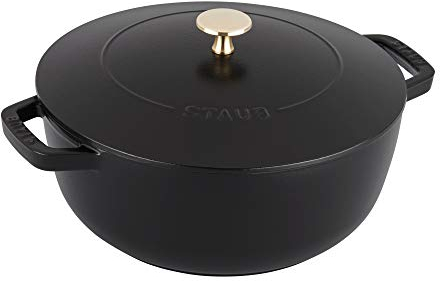 Staub Cocotte en fonte, 3,75 litres, pour 3 à 4 personnes, fabriquée en France, noir
