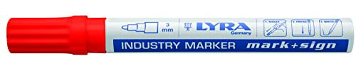 LYRA L4040017-1 Marqueur industriel rouge 2-4 mm pour marquage professionnel sur surfaces lisses et rugueuses 1 marqueur