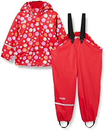 CareTec Rain Suit - PU w. fleece , Impermeabile e pantaloni impermeabili Bambine e ragazze, Rosso Red (402), 12-18 mesi
