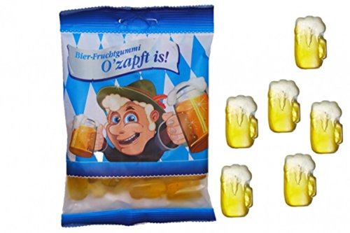 O'zapft is! Fruchtgummi, Fruchtgummi in Krugform mit Biergeschmack im Themenbeutel. Ohne Alkohol! 125 g zapft is