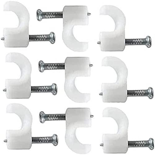 Merriway BH05111 (50 Pcs) Round Cable Clip, White 9.0mm - Pack of 50 Pieces