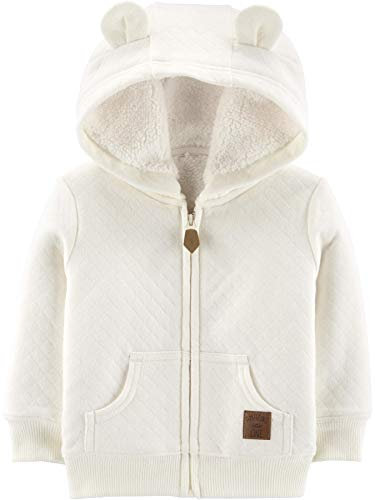 Simple Joys by Carter's Hooded Sweater Jacket with Sherpa Lining Giacca in Pile, Avena, 12 Mesi Unisex-Bimbi