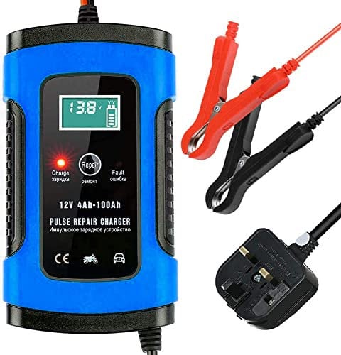 Car Battery Charger and Maintainer, 12V/6Amp Automatic Battery Charger with Charge, Maintain and Repair Functions for Most Types of Lead Acid Batteries, Blue