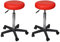 vidaXL 2X Bürohocker Rollhocker Arbeitshocker Höhenverstellbar Hocker mit Rollen Drehhocker Praxishocker Kosmetikhocker Rot 35,5x84cm Kunstleder