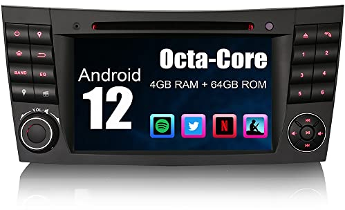 Erisin 4GB+64GB Android 14 Radio de Coche con Pantalla táctil para Mercedes Benz E/CLS Class W211 W219 Autoradio GPS Navigador Wireless Carplay Android Auto DSP Bluetooth 5.0 WiFi Dab+IPS