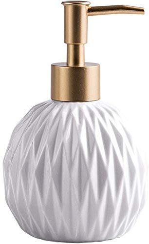 FülleMore 400ml Nachfüllbar Seifenspender Pumpseifenspender aus Keramik Badezimmer Hotel Handseifenspender Duschgel Shampoo Spender Küche Spülmittelspender (Weiß)