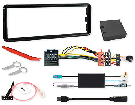 ZENEC Z-EACC-FDK: 1-DIN Plug & Play Einbauset für ZENEC Z-N965, kompatibel mit Ford Transit, enthält Radioblende, Can Bus Interface, DAB+/FM Signalsplitter
