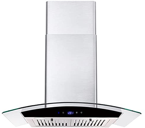 Dunstabzugshaube 76.2 cm Tieasy Wandhalterung Küchenhaube mit K/Kanallos Cabrio K, Edelstahl Schornstein und Baffler Filter, Touch-Steuerung Ventilator Timer, LED-Lichter, 3