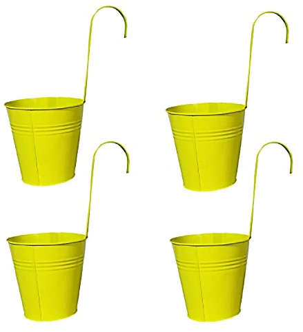 Geschenkestadl Hängetöpfe Ø 16 cm Übertopf Blumentopf 4 Stück (Gelb)