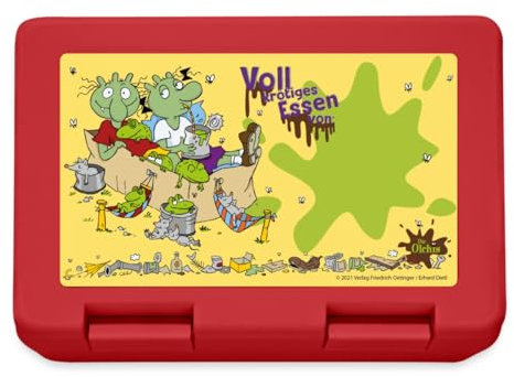 Spreadshirt Die Olchis Classic Krötiges Essen Brotdose Lunchbox, One size, Rot