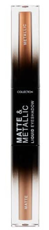 Collection Cosmetics Matte and Metallic Liquid Duo Eyeshadow, Highly Pigmented Soft Matte and Glitter Shades, Roof Taupe Bar and Skyline