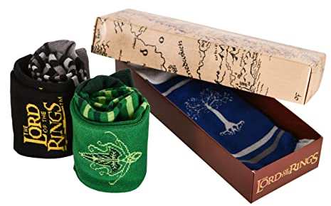 Elbenwald Herr der Ringe Socken im Mittelerde Design 3er Set in Geschenkbox - L (40-43)