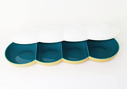 TUPPERWARE Allegra Servierschale Servierquartett Perle Petrol/Gold + Deckel Weiß für Perle + Faltsieb