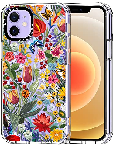 MOSNOVO für iPhone 12 / iPhone 12 Pro Hülle – Durchsichtige, schlanke, stoßfeste TPU+PC-Handyhülle, [6,6 Fuß Fallschutz/Anti-Abziehen] - Im Garten