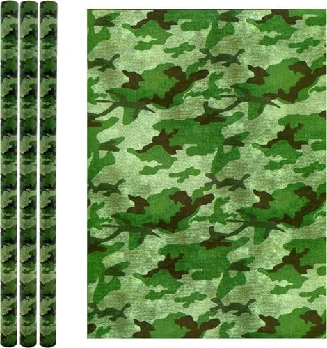 Army Rollen Geschenkpapier - Geschenkverpackung - Camouflage grün - 200 x 70 cm - 3 Stück