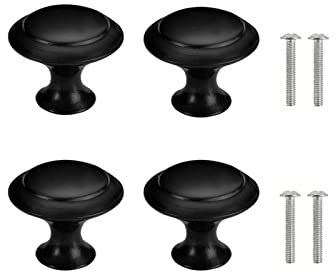 Yesmin 4 Piece Cabinet Door Knobs,Cupboard Drawer Door Knob for Kitchen Furniture Cabinet Knob with Screws-Black(Large)