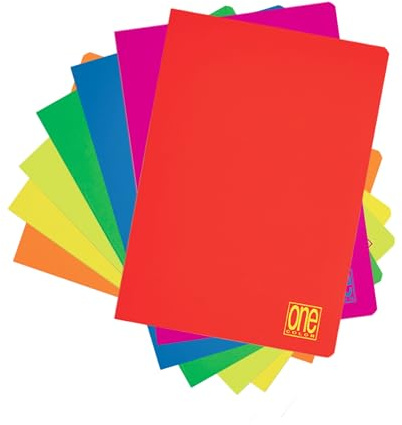 Blasetti One Color FLUO - A4-Heft, Maxi-Hefte mit Jolly Page, Packung mit 10 Stück, Papier 80g, einfarbiger Einband - Lineatur 0Q, Karos (5mm) für 2.-3. Klasse