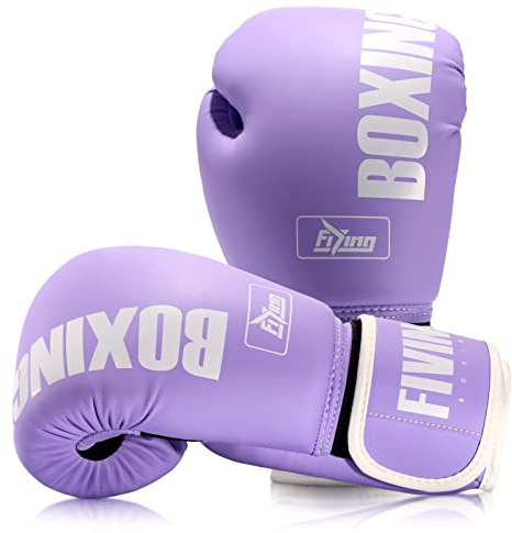 FIVING Boxing Gloves for Women,Sparring Training,MMA,Kickboxing,Purple,12oz